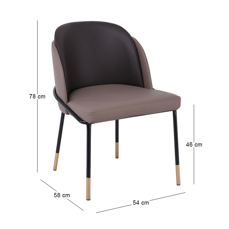 SELECT Chair Metal Black Paint, Pu Cappuccino/Dark Brown