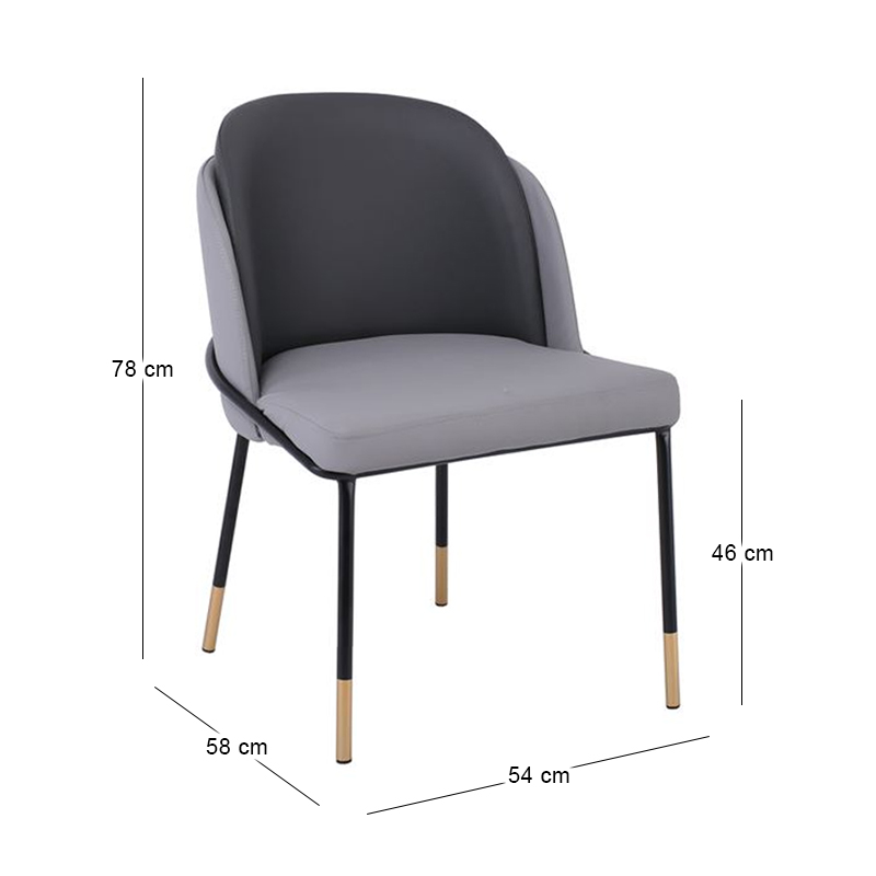 SELECT Chair Metal Black Paint, Pu Light/Dark Grey