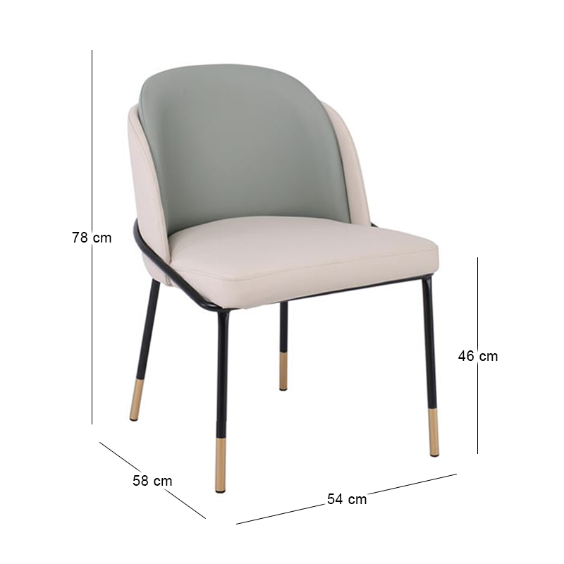 SELECT Chair Metal Black Paint, Pu Beige/Sage Green