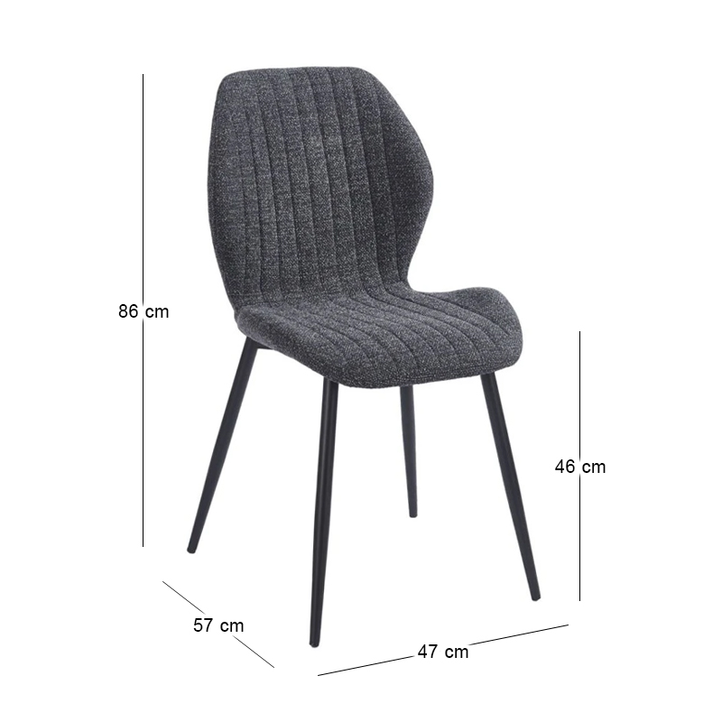 TANGO Chair Metal Black/Fabric Dark Grey