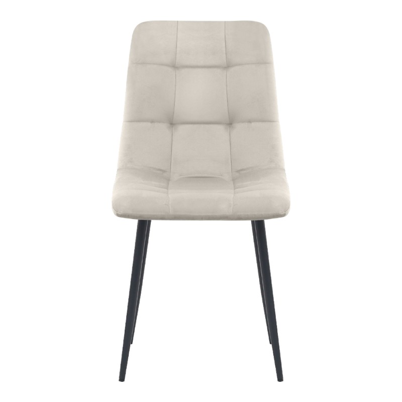 Tito Megapap velvet dining chair in cream color with black metal legs 44x55x88cm.
