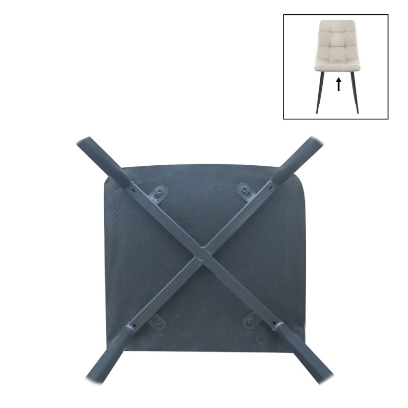 Tito Megapap velvet dining chair in cream color with black metal legs 44x55x88cm.