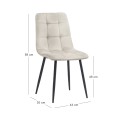 Tito Megapap velvet dining chair in cream color with black metal legs 44x55x88cm.