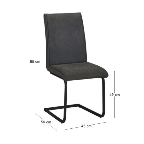 TORY Chair Black Metal/Suede Dark Grey Fabric