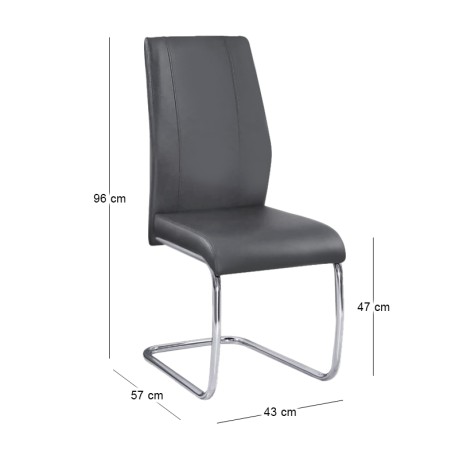 Tulip chair with chrome frame and Pu coating in black color 43x57x98cm.