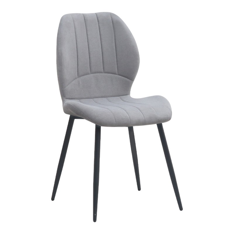 Valena Megapap fabric dining chair in elephant grey color with black metal legs 48x58x87cm.