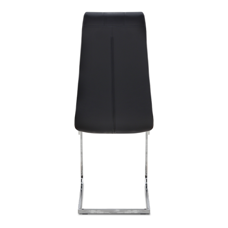 Vela Megapap PU Leather dining chair in black color with chrome base 41x61x107cm.