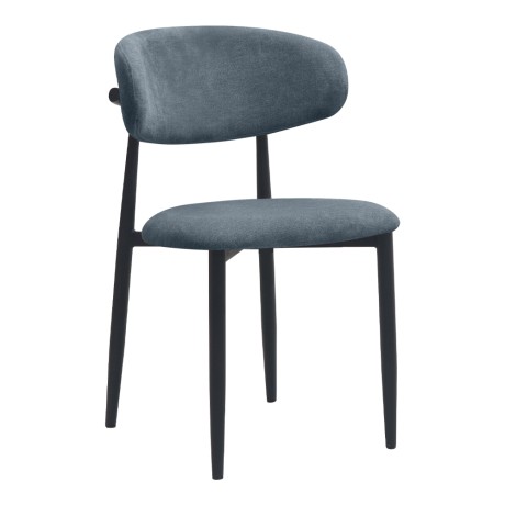 Viking Megapap fabric dining chair in anthracite color with black metal legs 46x53x80cm.