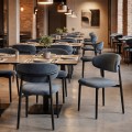 Viking Megapap fabric dining chair in anthracite color with black metal legs 46x53x80cm.