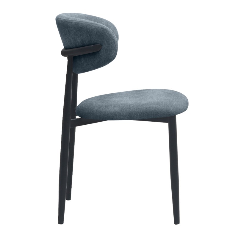 Viking Megapap fabric dining chair in anthracite color with black metal legs 46x53x80cm.