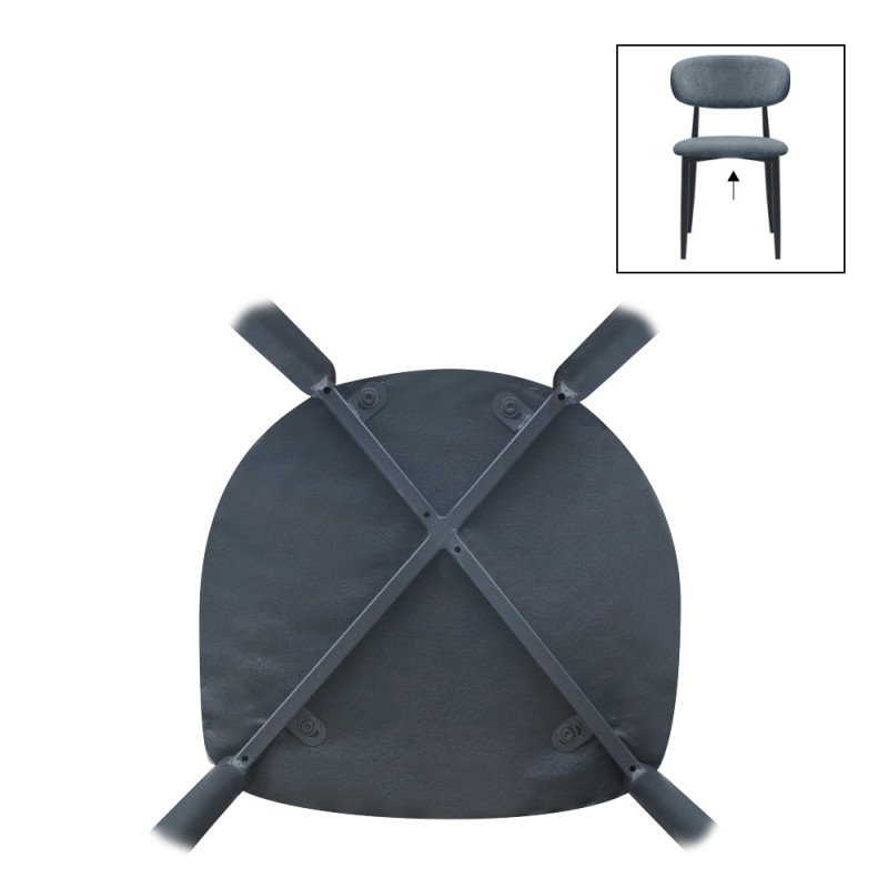 Viking Megapap fabric dining chair in anthracite color with black metal legs 46x53x80cm.