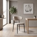 Viking Megapap fabric dining chair in beige color with black metal legs 46x53x80cm.