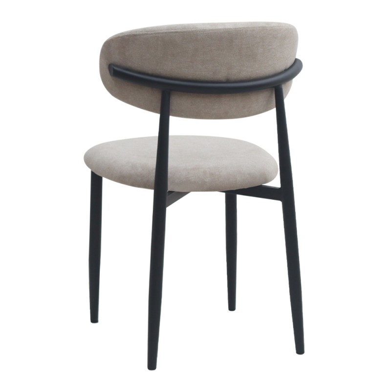 Viking Megapap fabric dining chair in beige color with black metal legs 46x53x80cm.