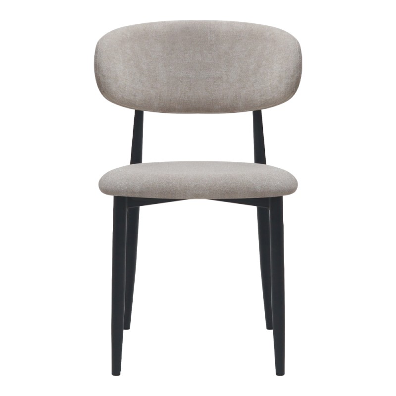 Viking Megapap fabric dining chair in beige color with black metal legs 46x53x80cm.