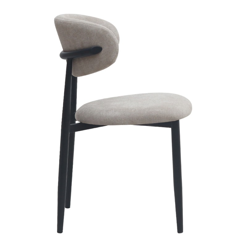Viking Megapap fabric dining chair in beige color with black metal legs 46x53x80cm.