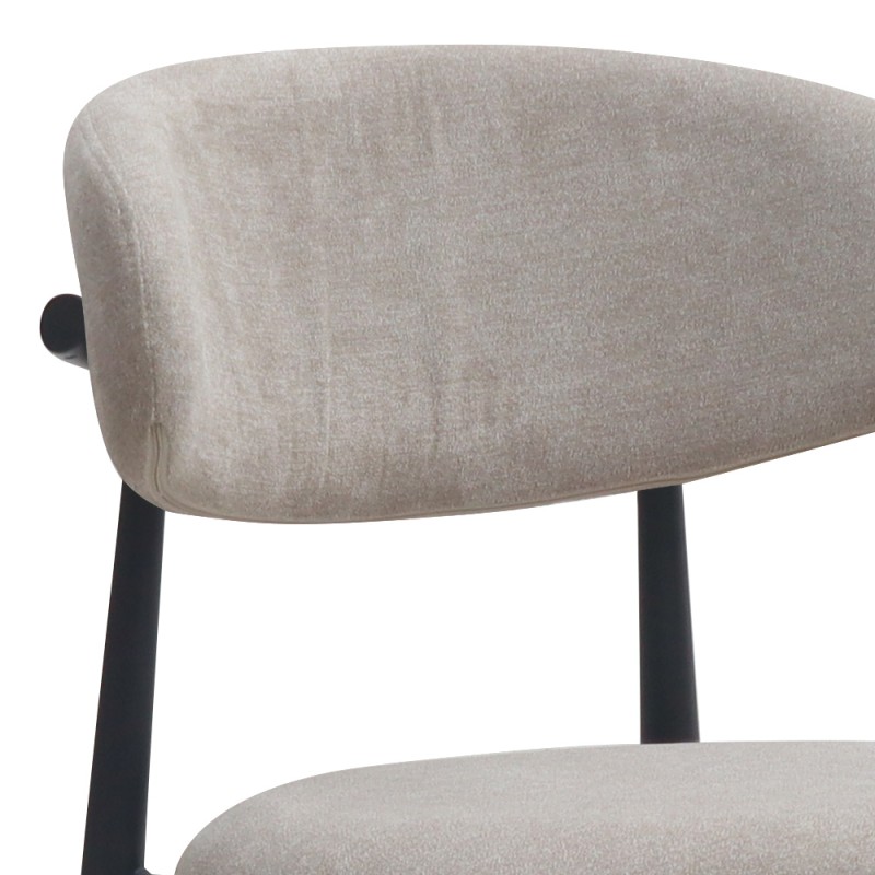 Viking Megapap fabric dining chair in beige color with black metal legs 46x53x80cm.