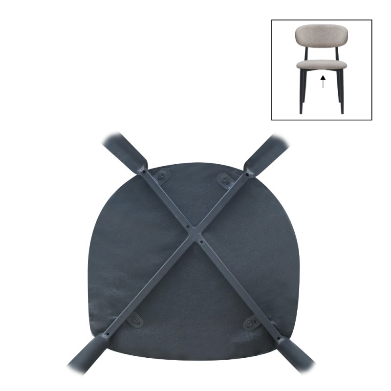 Viking Megapap fabric dining chair in beige color with black metal legs 46x53x80cm.