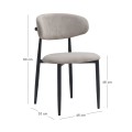 Viking Megapap fabric dining chair in beige color with black metal legs 46x53x80cm.