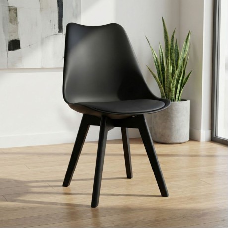 Viva Megapap PP - PU dining chair in black color 48.5x54x80cm.