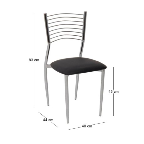 Vivian chair with metallic chair and Pvc coating in black color 40x44x83cm.