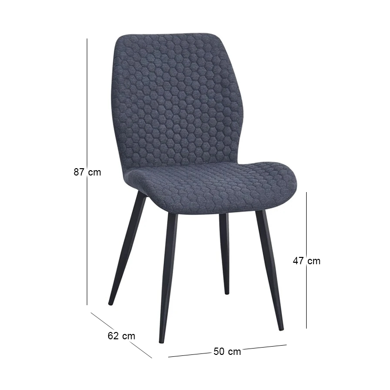 CLARA Chair Black Metal/Dark Grey Fabric