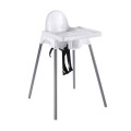 BABY Highchair with tray, PP White, Metal Grey