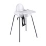 BABY Highchair with tray, PP White, Metal Grey