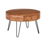 KARIM-W Coffee Table d.70x42 (1-Drawer) Acacia Natural Finish (Black Paint)