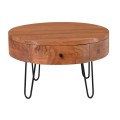 KARIM-W Coffee Table d.70x42 (1-Drawer) Acacia Natural Finish (Black Paint)
