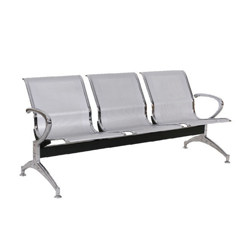 Waiting Seat 3-Seater Steel Mesh Grey (Chrome Frame)