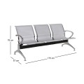Waiting Seat 3-Seater Steel Mesh Grey (Chrome Frame)