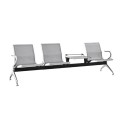 Waiting Seat 3-Seater + Table Steel Mesh Grey (Chrome Frame)