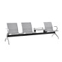 Waiting Seat 3-Seater + Table Steel Mesh Grey (Chrome Frame)