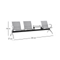 Waiting Seat 3-Seater + Table Steel Mesh Grey (Chrome Frame)