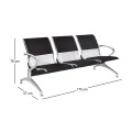 Waiting Seat 3-Seater Steel Mesh Grey/Pvc Black (Chrome Frame)