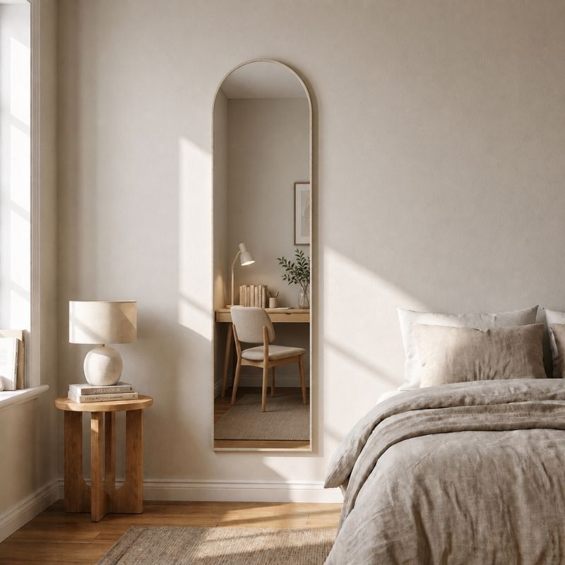 Agalu Megapap melamine floor and wall mirror in travertine color 40x150cm.