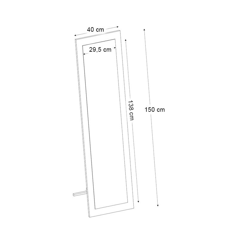 Lalu Megapap melamine floor and wall mirror in white color 40x150cm.