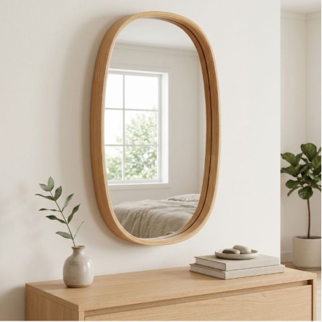 Cloudy Megapap wooden mirror in oak color 38x4x55cm.