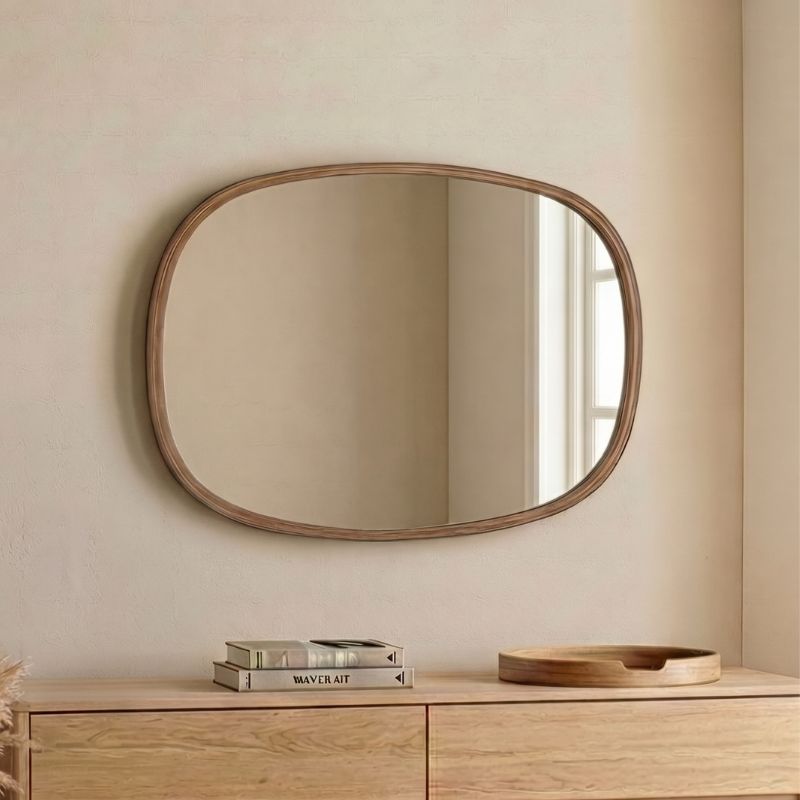 Cloudy Megapap wooden mirror in walnut color 55x4x38cm.