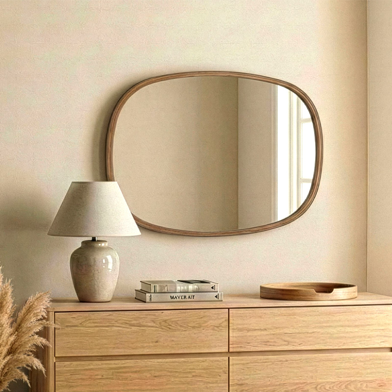 Cloudy Megapap wooden mirror in walnut color 55x4x38cm.