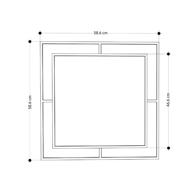 Corner Megapap aluminium wall mirror in black color 58,6x2x58,6cm.