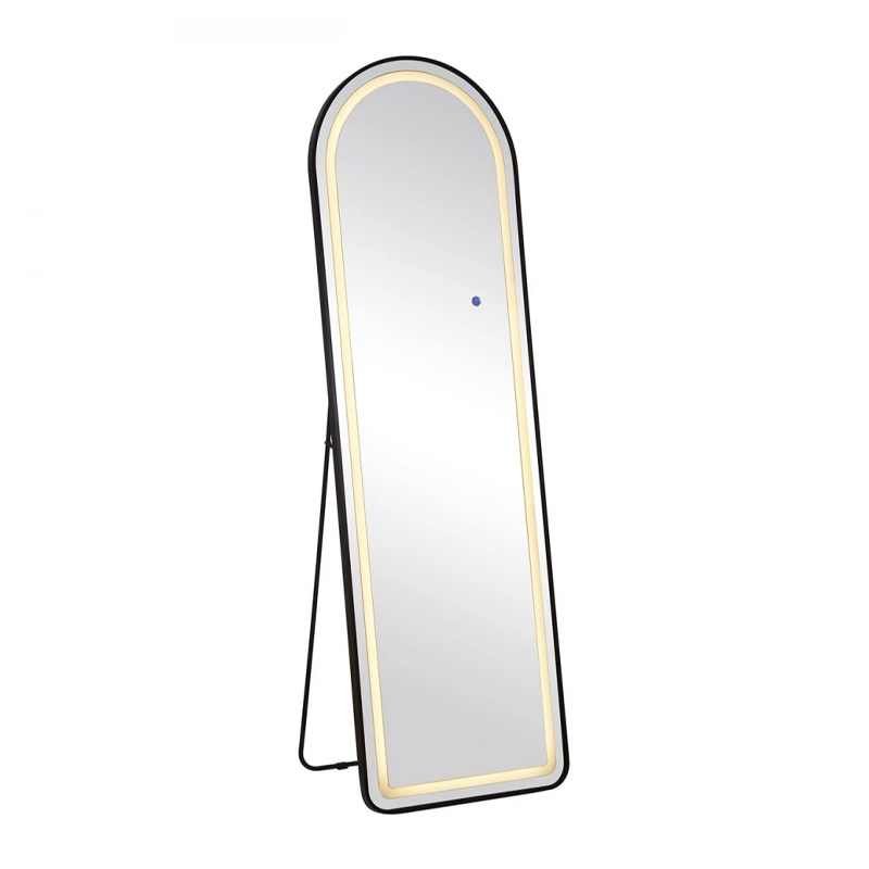 LED-8 Floor-Wall Mirror Oval 50x160cm, Aluminum Black, Illuminated