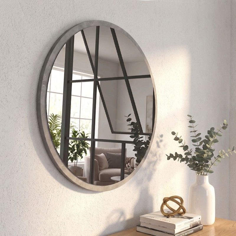 Glob Μegapap melamine mirror in concrete grey color 59x2x59cm.