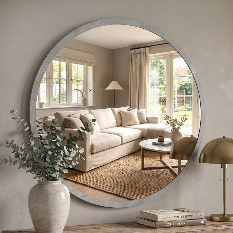 Glob Μegapap melamine mirror in concrete grey color 59x2x59cm.