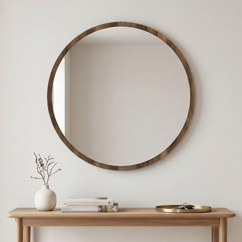 Glob Μegapap melamine mirror in walnut color 59x2x59cm.