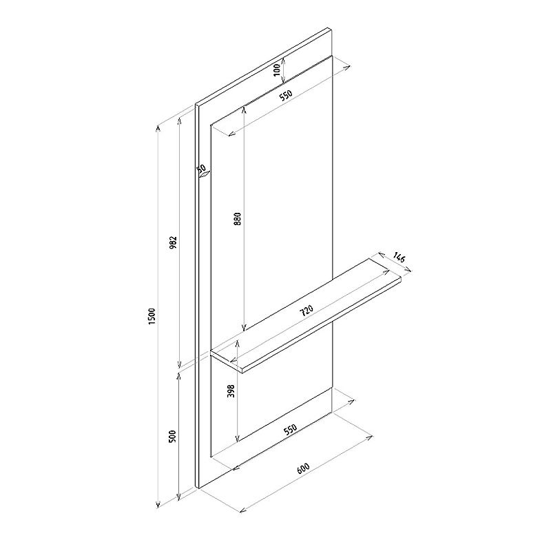 Piyar Μegapap melamine mirror in white color 60x14,6x150cm.