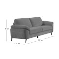 KATRINA 3-Seater K/D Sofa Grey Fabric