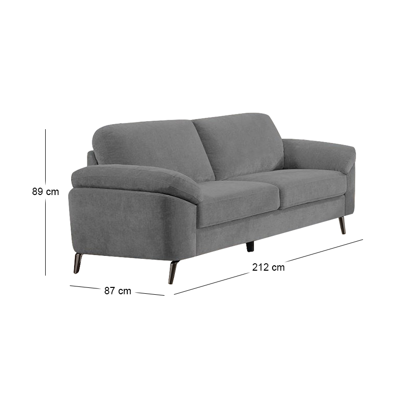 KATRINA 3-Seater K/D Sofa Grey Fabric