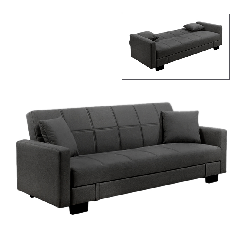 KELSO Sofabed w/Storage Fabric Black