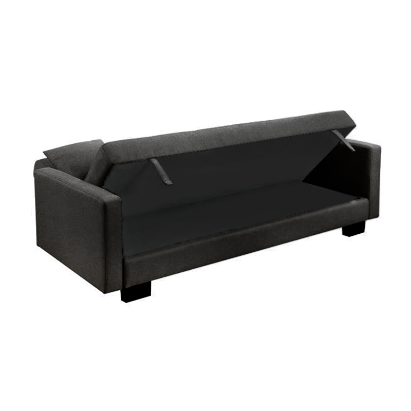 KELSO Sofabed w/Storage Fabric Black